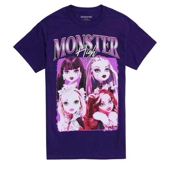 monster high Tops - Monster High Dolls Boyfriend Fit women teen Black T-Shirt Halloween‎ 2X New